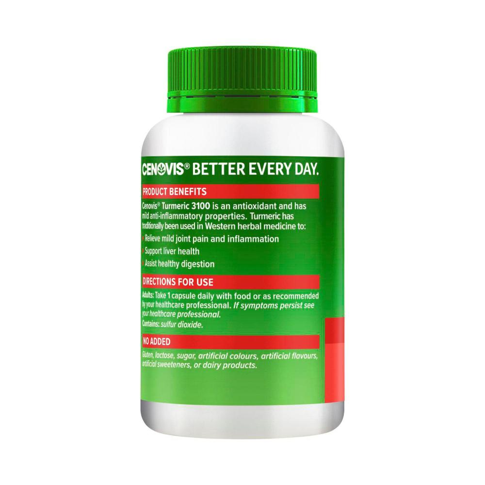 Cenovis Turmeric 3100 Capsules Curcuminoids For Joints - 80 Pack