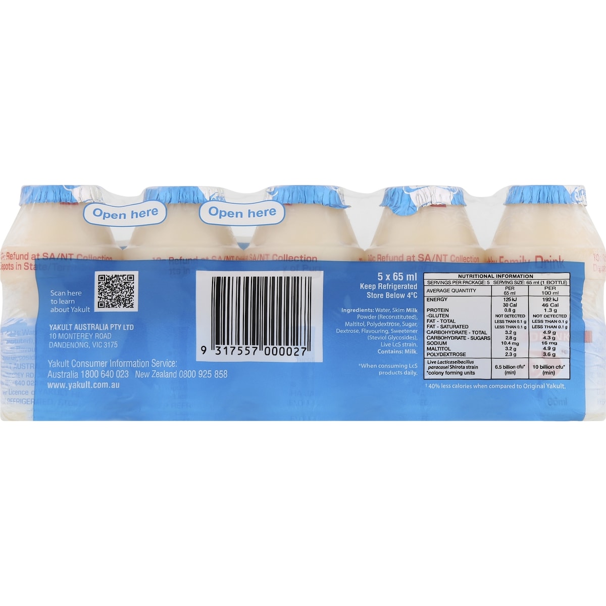 Yakult Probiotic Drink Light 65ml X 5 Pack
