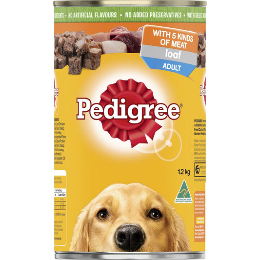Pedigree Adult Wet Dog Food with Five Kinds of Meat Loaf Can 1.2kg