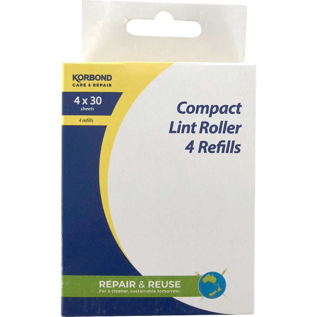 Korbond Compact 30 Sheet Lint Roller Refill 4 pack