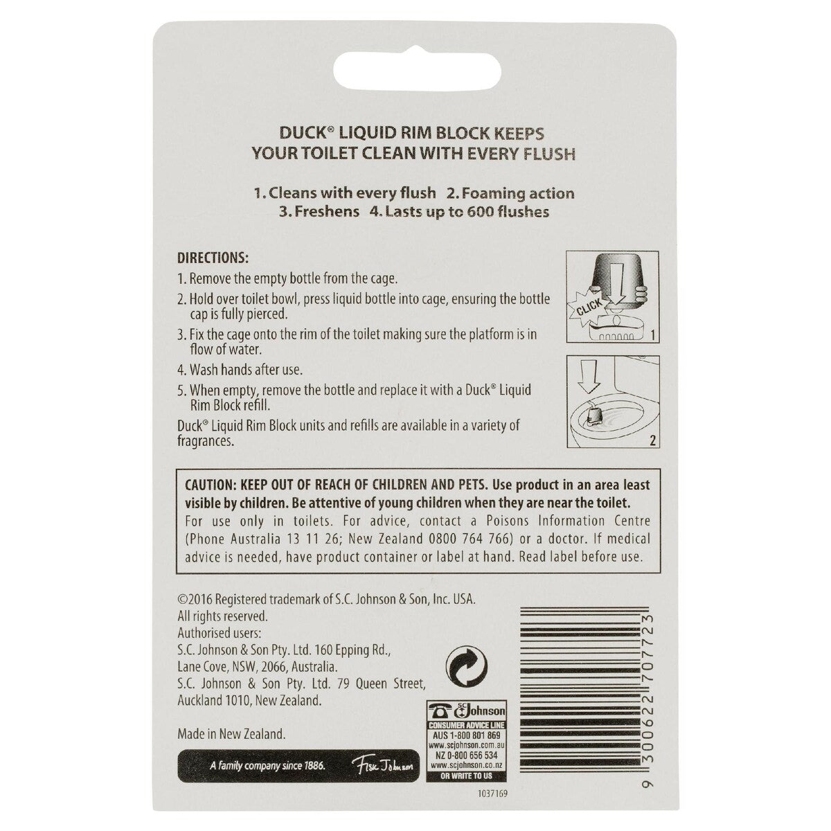 Duck Liquid Rim Block Toilet Cleaner Marine Twin Refill 2x50ml