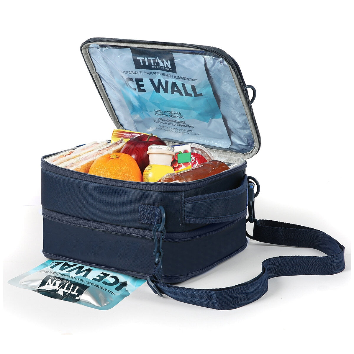 Arctic Zone Titan Crush Resistant Expandable Lunch Pack With Ice Walls Navy Blue