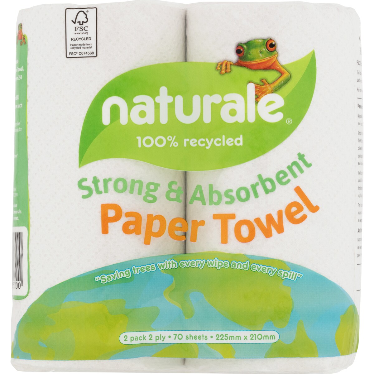 Naturale 100% Recycled Paper Towel 2 Ply 140 Sheets 2 Pack
