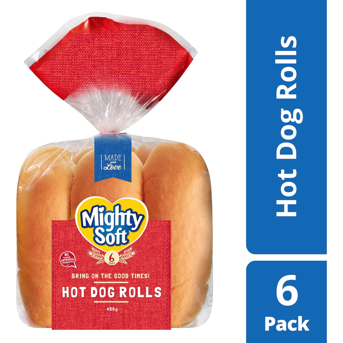 Mighty Soft Bread Rolls Hot Dog 6 Pack