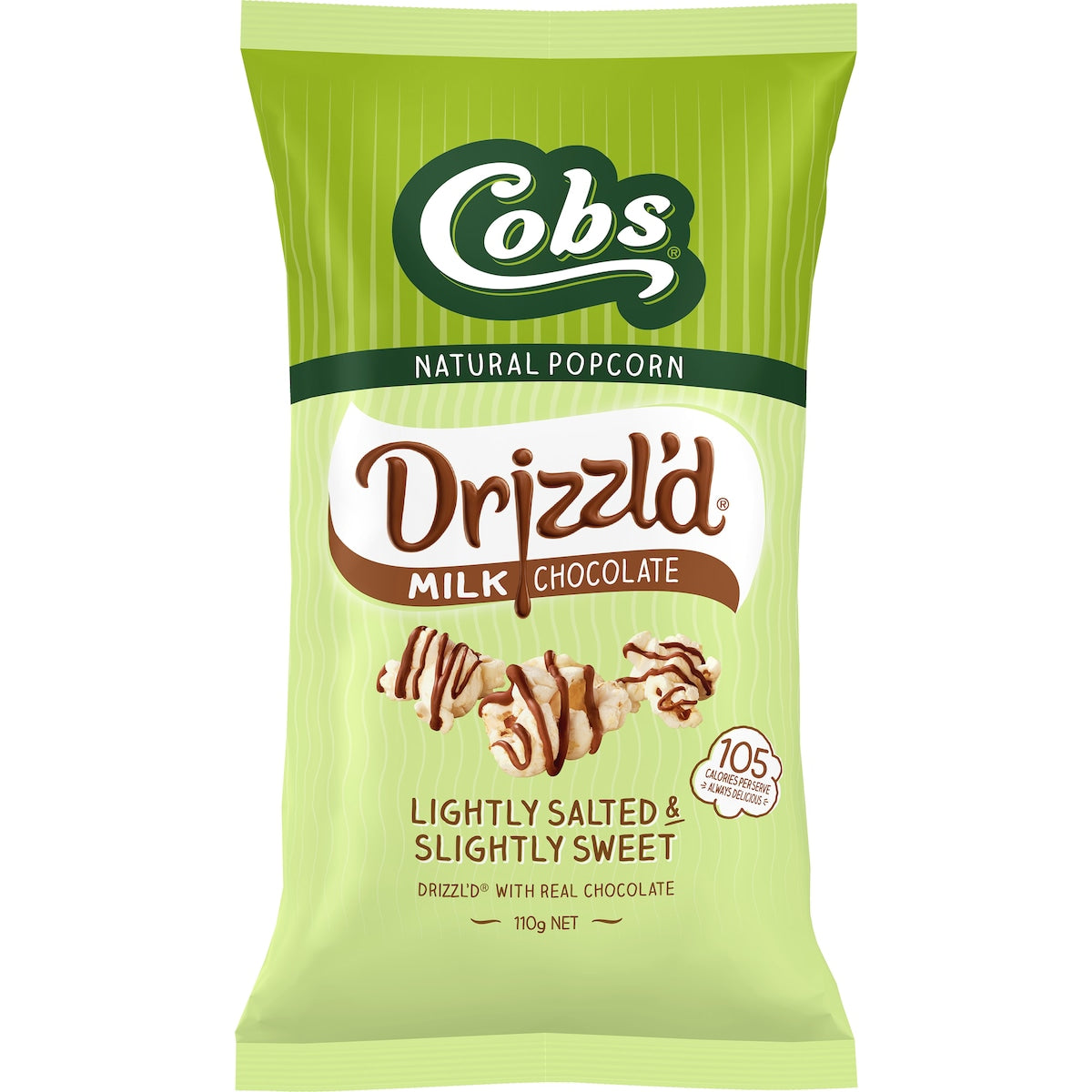 Cobs Drizzl'd Milk Chocolate Light Salted Slightly Sweet Popcorn 110g