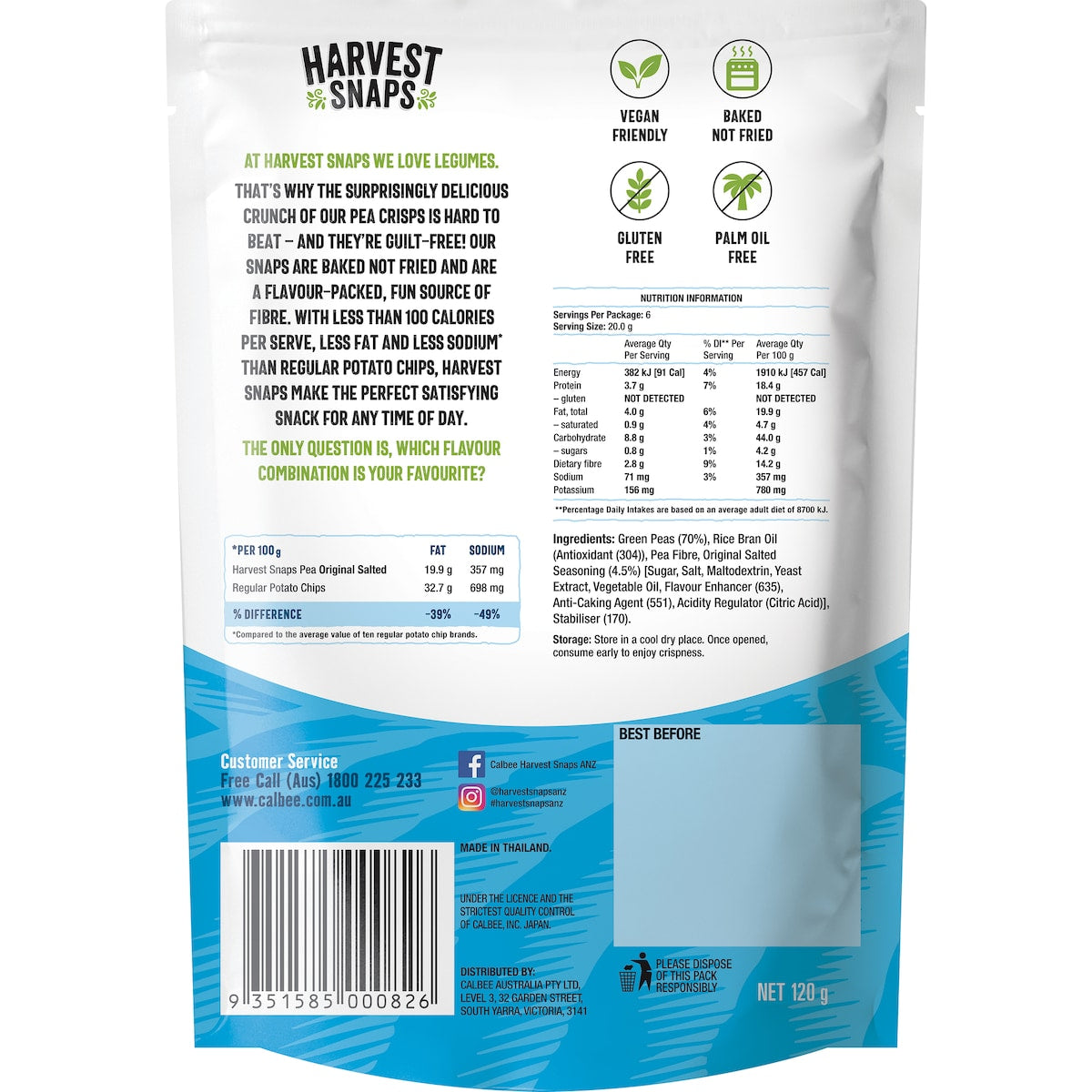 Calbee Harvest Snaps Original Salted 120g