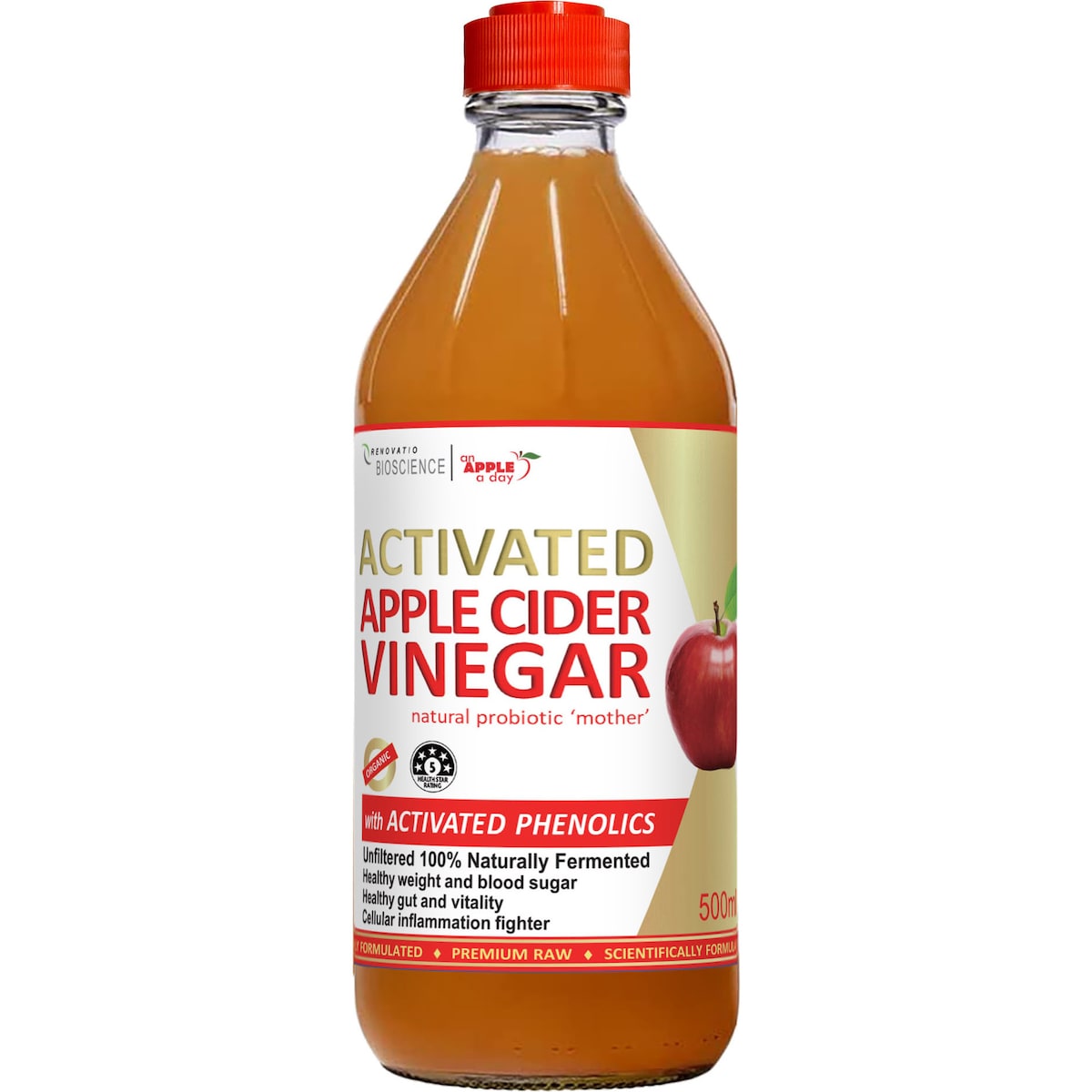 Renovatio Bioscience Activated Apple Cider Vinegar 500mL