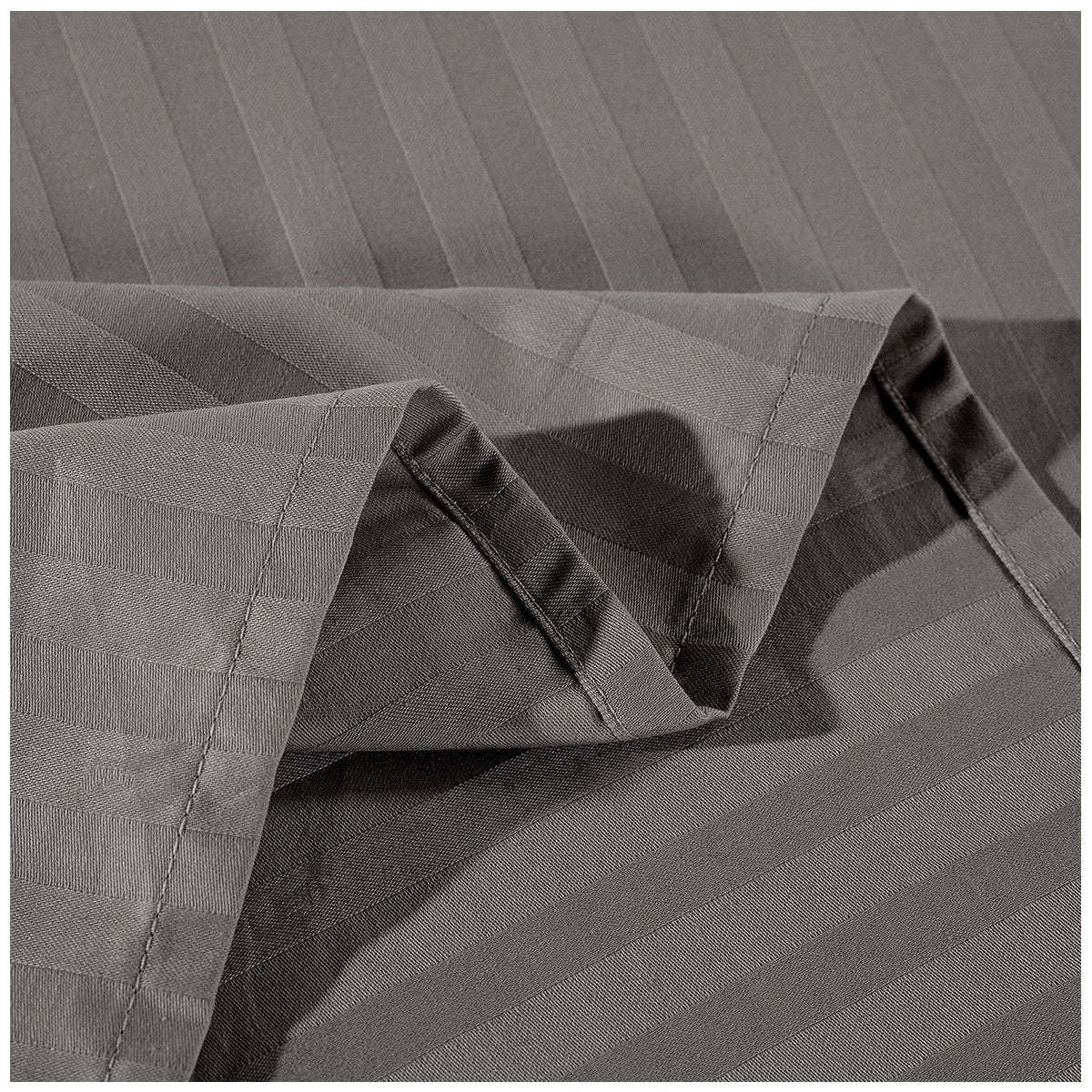 Kensington 1200 Thread Count Stripe Cotton Sheet Set Double Charcoal