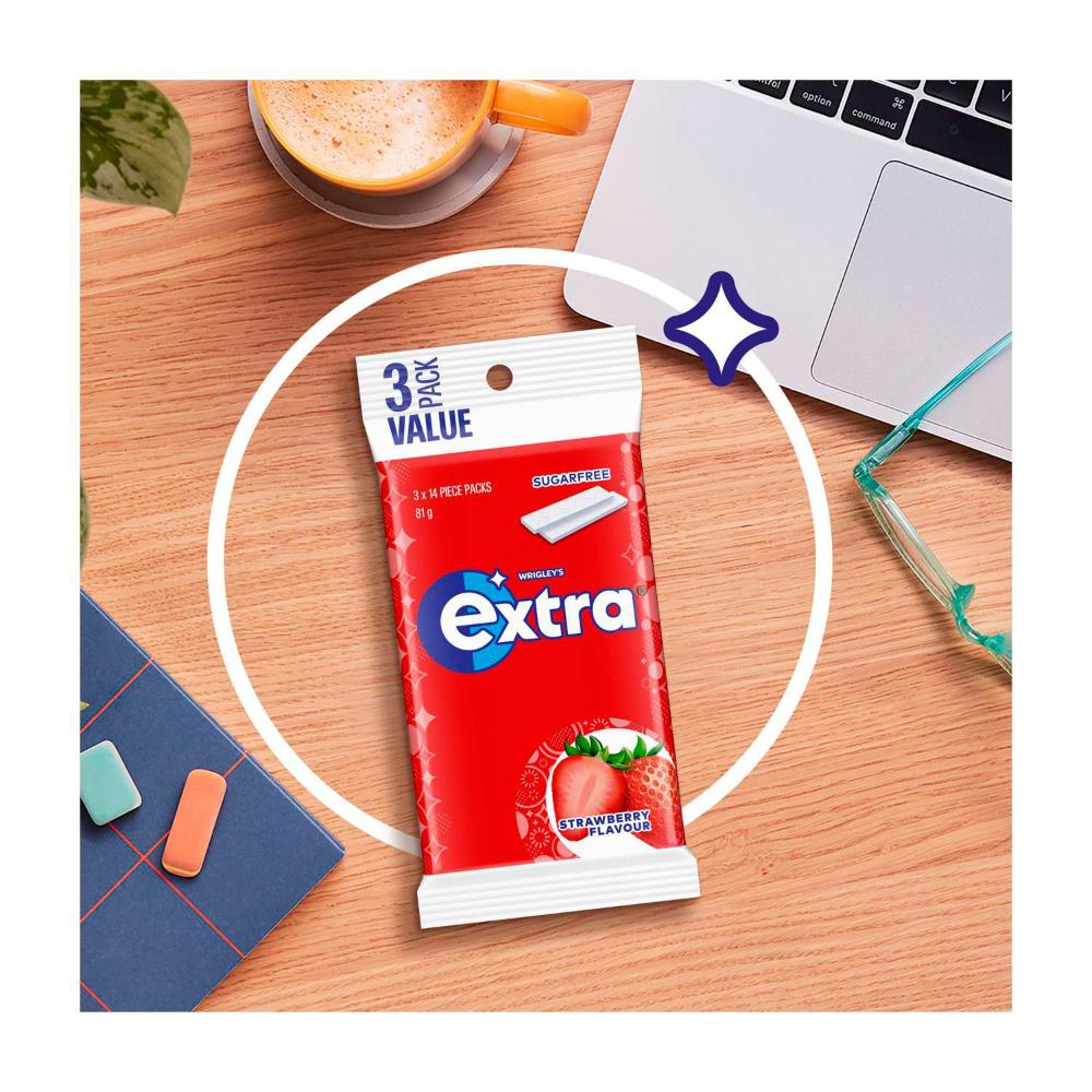 Extra Strawberry Sugar Free Chewing Gum 3x27g - 81g