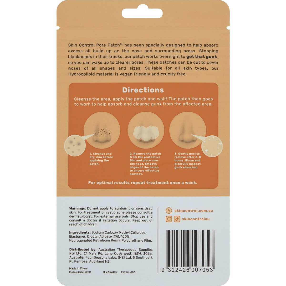 Skin Control Pore Patch For The Nose 6 Pack