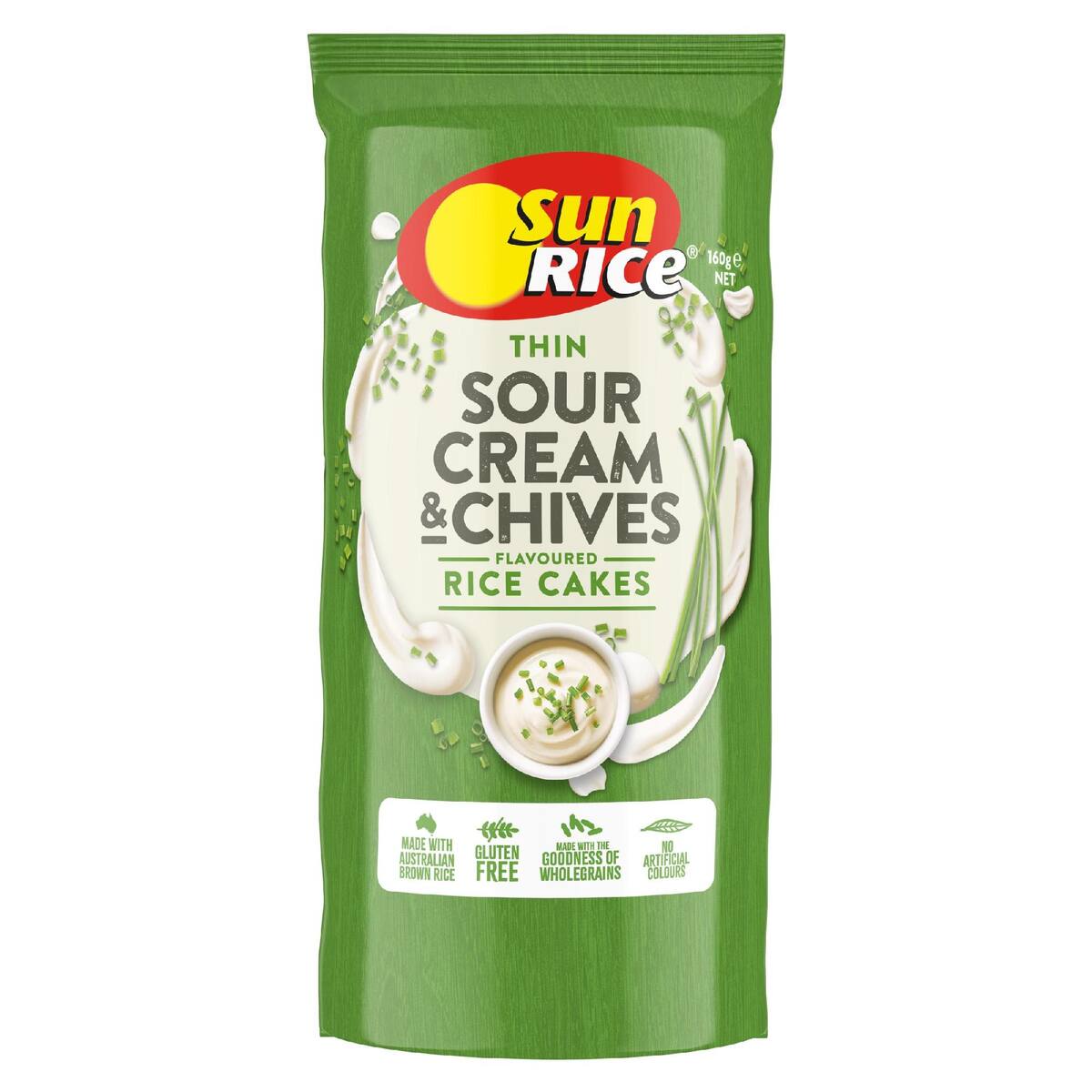 Sunrice Thin Rice Cakes Sour Cream & Chives 160g