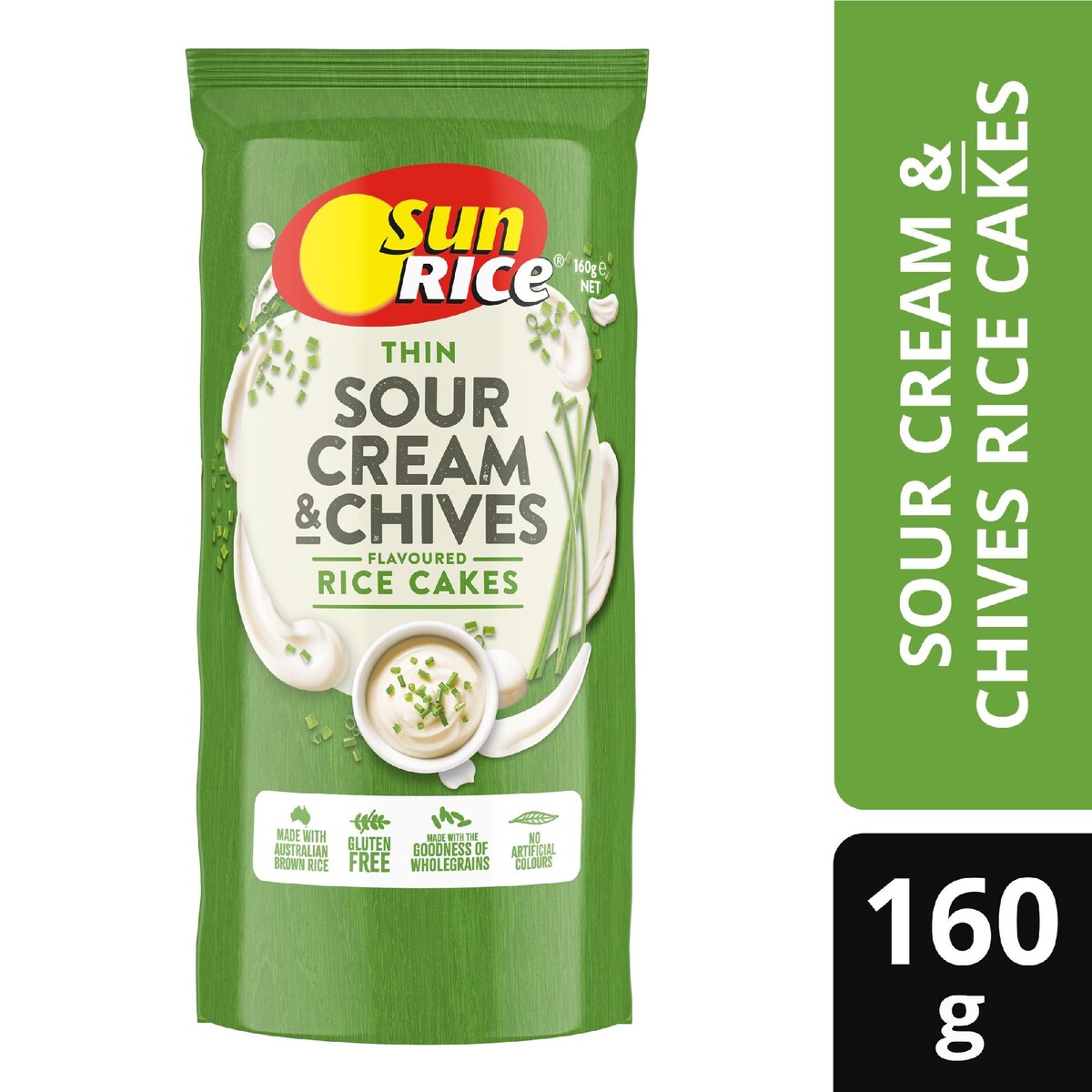 Sunrice Thin Rice Cakes Sour Cream & Chives 160g