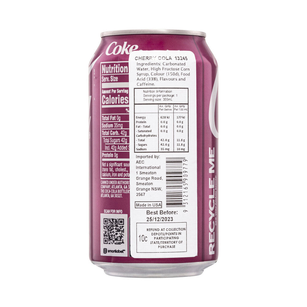 Coca-Cola Cherry Cola Can - 355mL