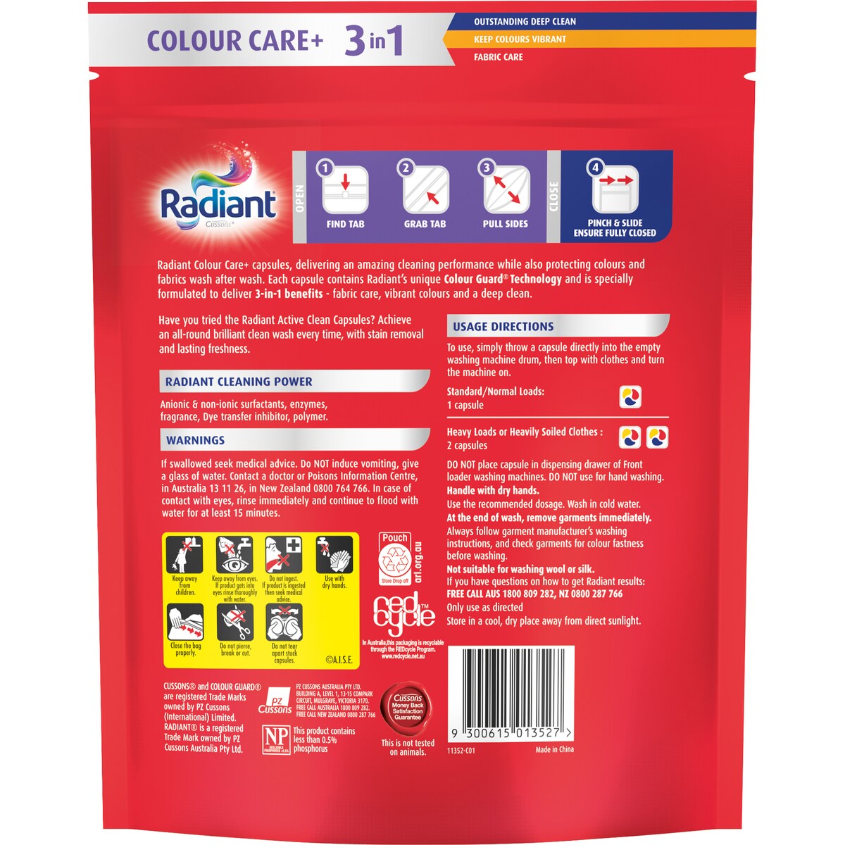 Radiant Colour Care+ Laundry Capsules 3-in-1 Washing Detergent 45 Pack