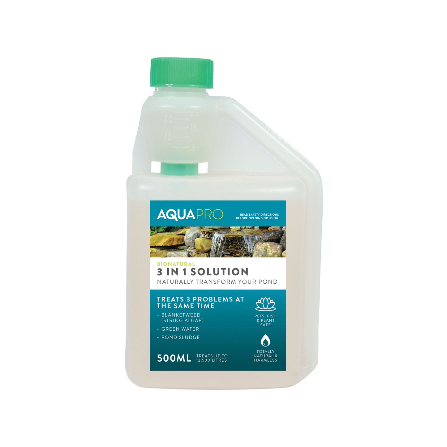 Aquapro 500ml Bionatural 3 In 1 Solution - Treats BlanketWeed, Green Water, Pond Sludge up to 12,500 Litres