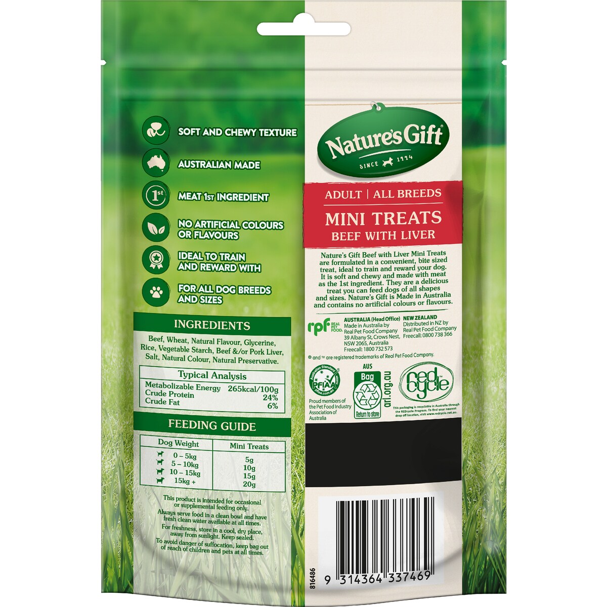 Nature's Gift Dog Treats Mini Treats Beef Liver 130g