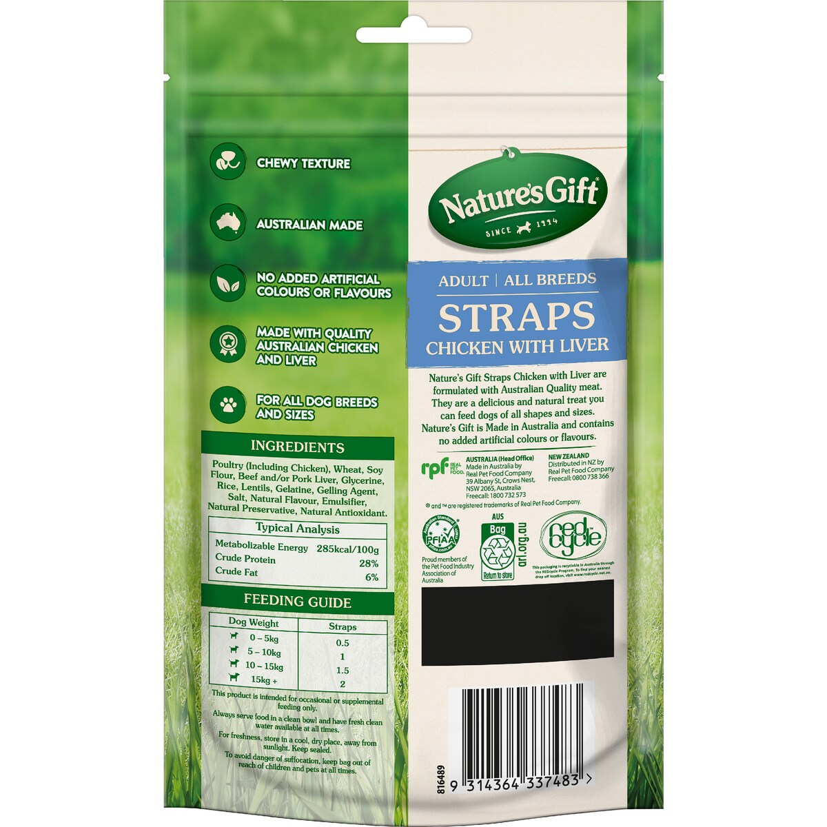 Nature's Gift Chicken Straps Dog Treats 150g