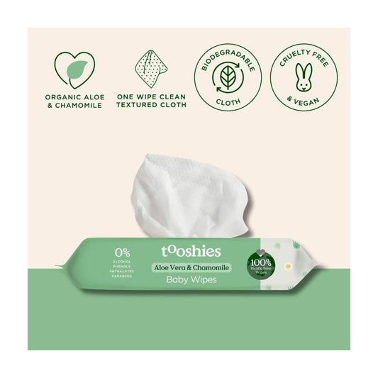 Tooshies Eco Wipes Aloe Vera & Chamomile - 70 pack