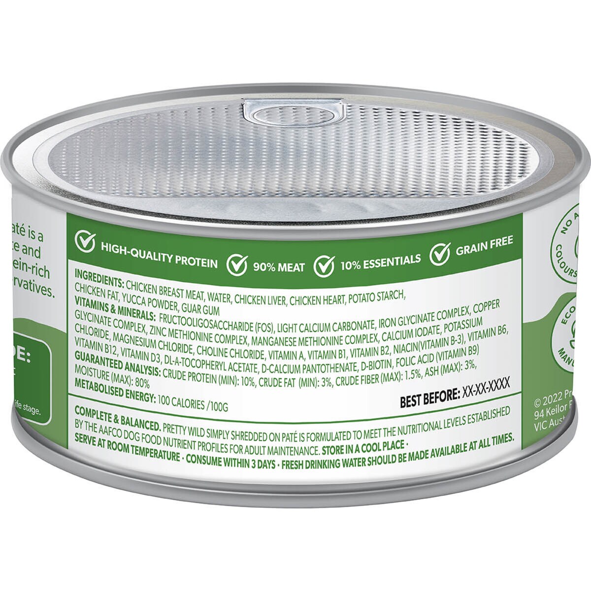 Pretty Wild Dog Food Chicken Shreds On Pate 158g