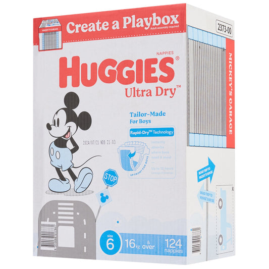 Huggies Boys' Ultra Dry Nappies Size 6 Junior (16kg And Over) 124 Nappies