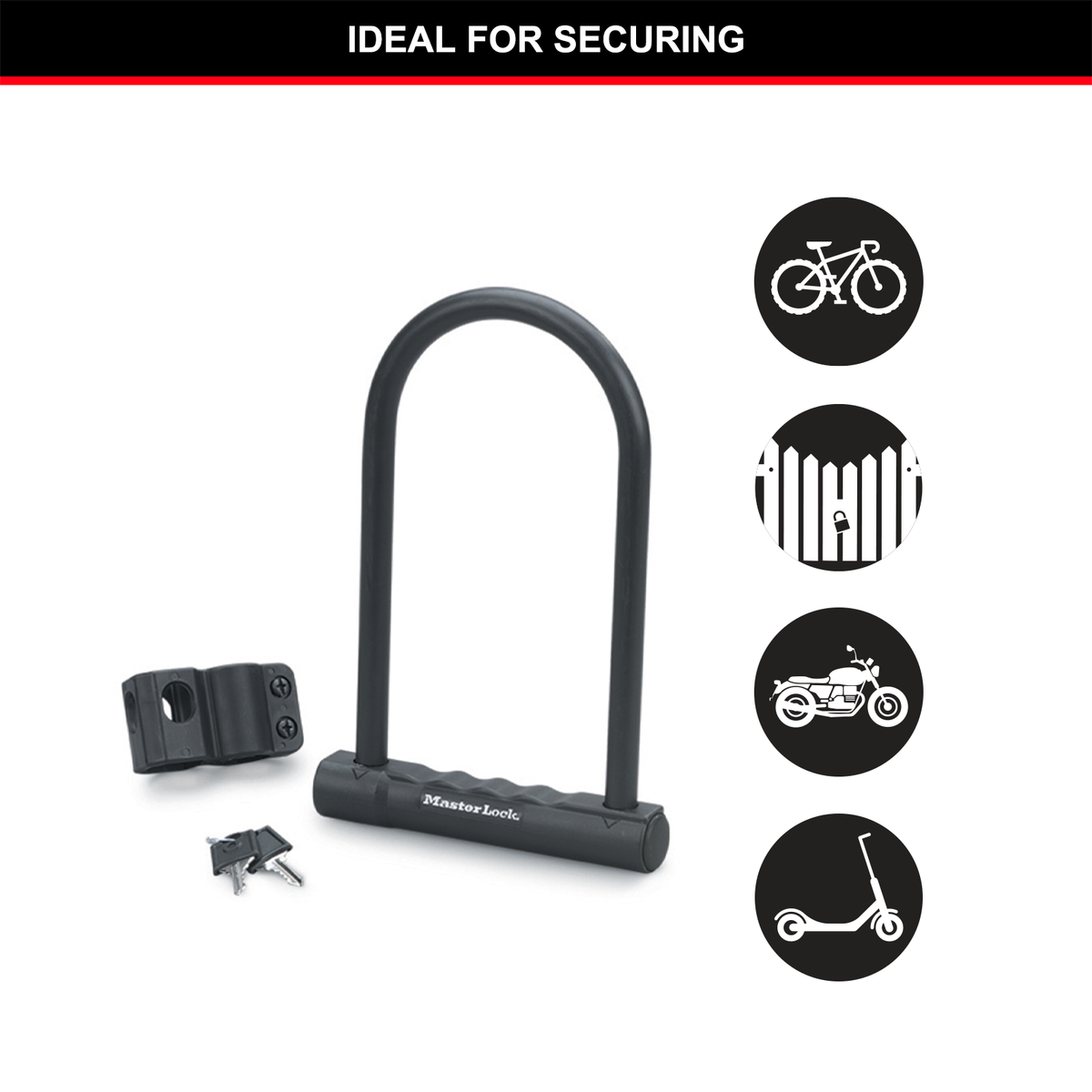 Master Lock Bike Lock - 200mm x 100mm x 12mm - Hardened Steel - Weather Resistant