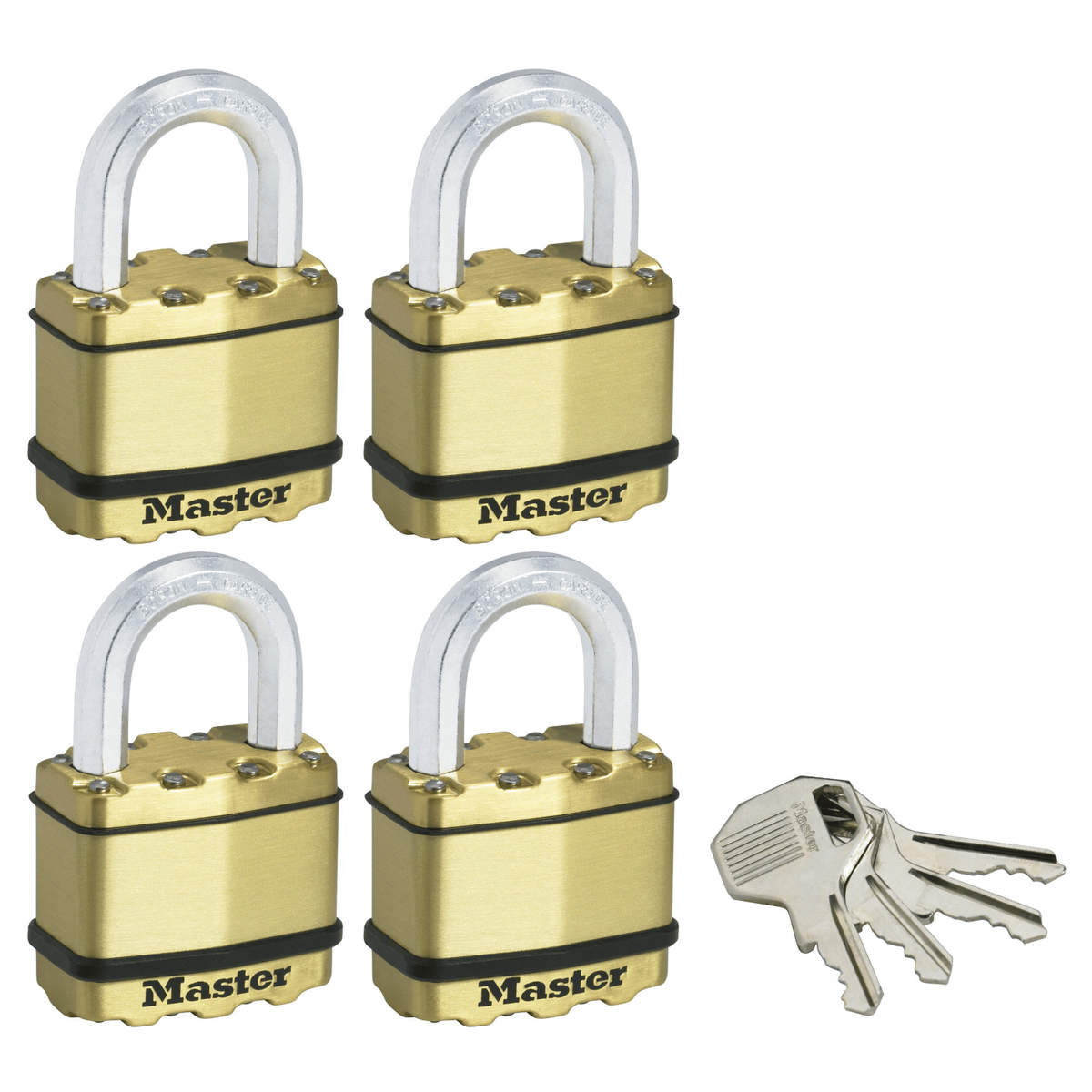 Master Lock Excell Padlock 50mm 4 Pack Laminated Steel Weather Resistant