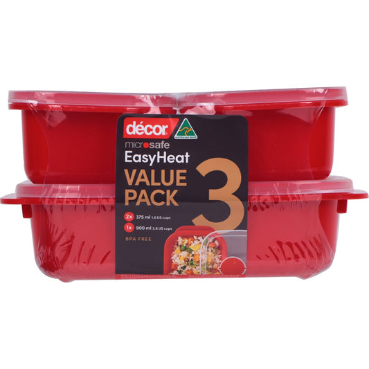 Decor Microsafe Microwavable Container Set 3 Pack