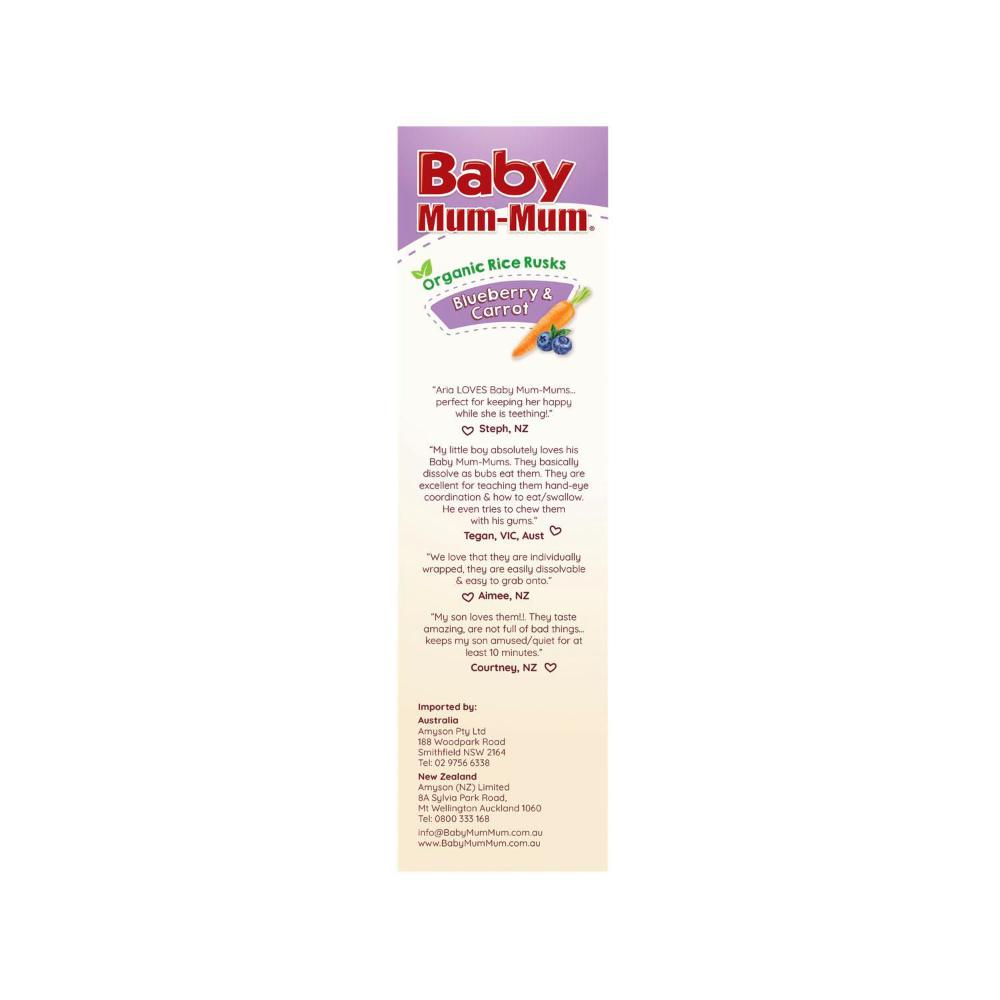 Baby Mum-mum Rice Rusk Organic Blueberry & Carrot +8 Months - 36g
