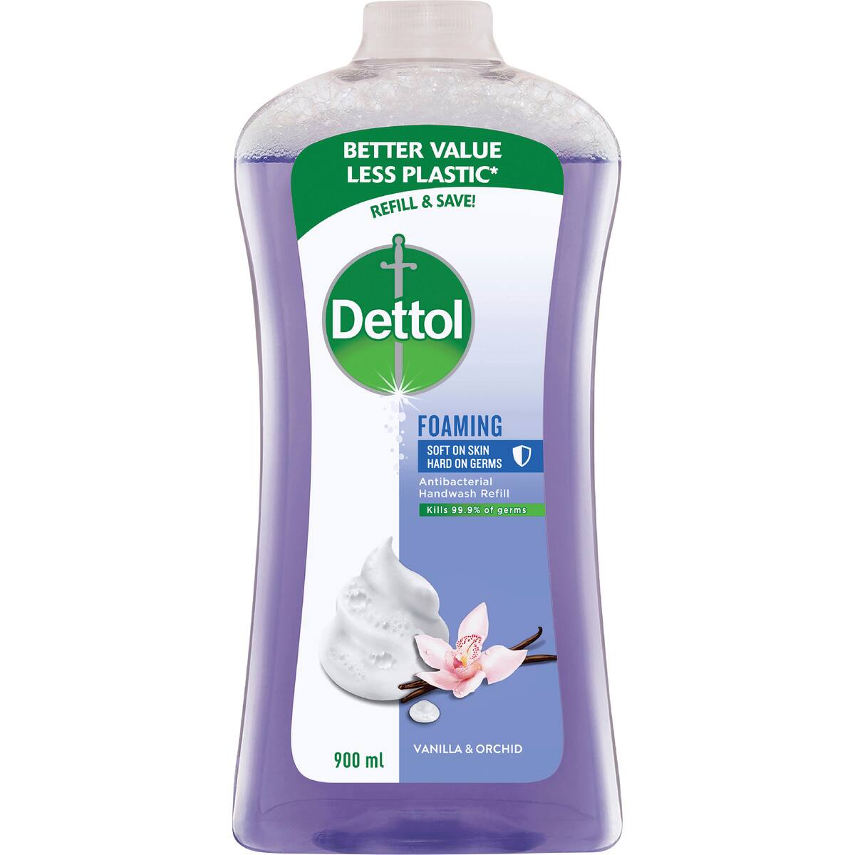 Dettol Antibacterial Foam Hand Wash Soap Refill Vanilla & Orchid 900ml