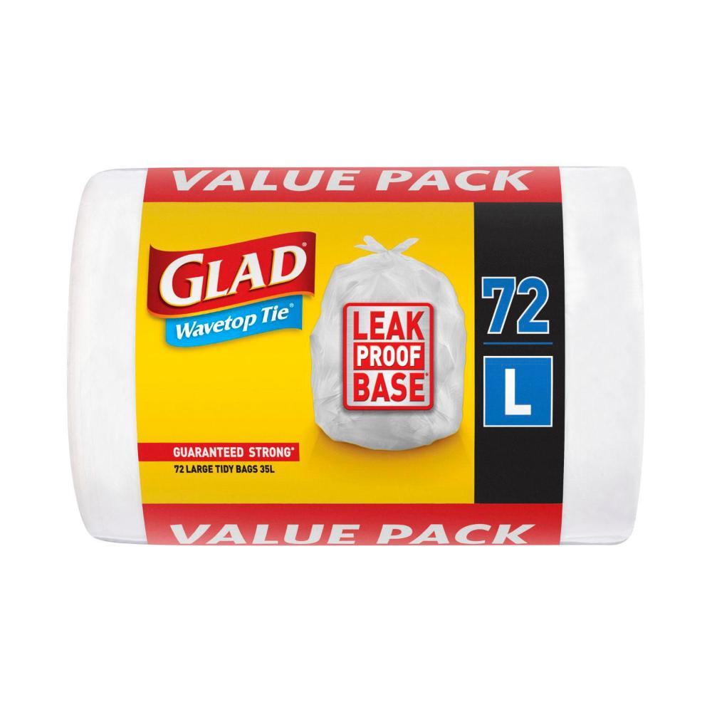 Glad Kitchen Tidy Bag Wavetop Large - 72 pack