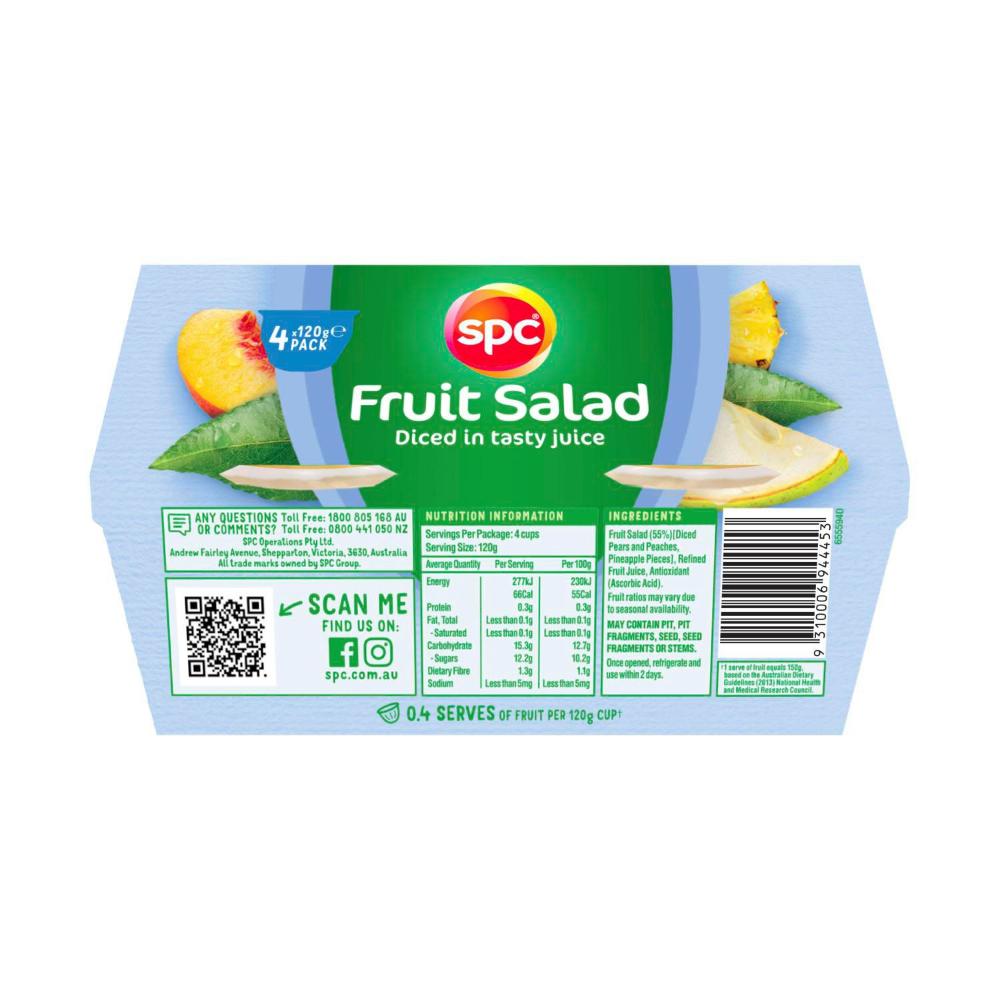 SPC Aussie Made Diced Fruit Salad In Juice 120g - 4 Pack