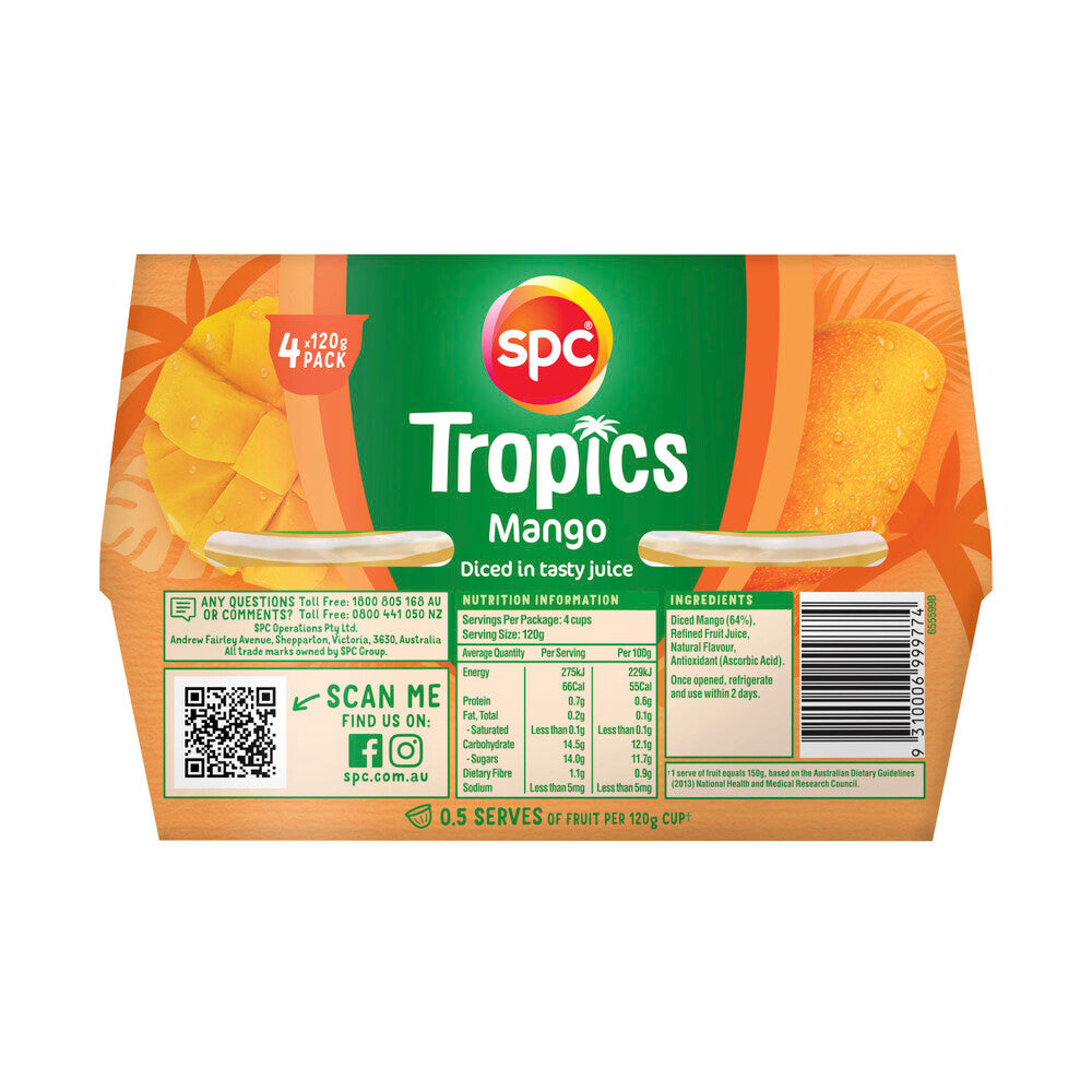 SPC Tropics Diced & Juicy Mangoes in Juice 120g - 4 pack