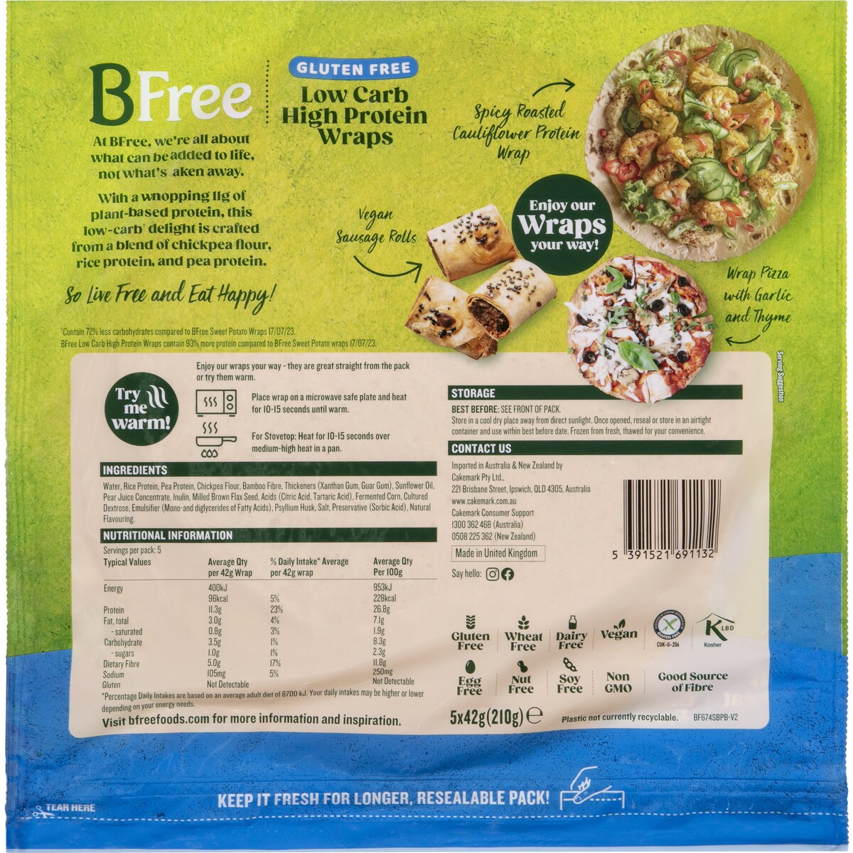 Bfree Low Carb High Protein Wraps 5 Pack