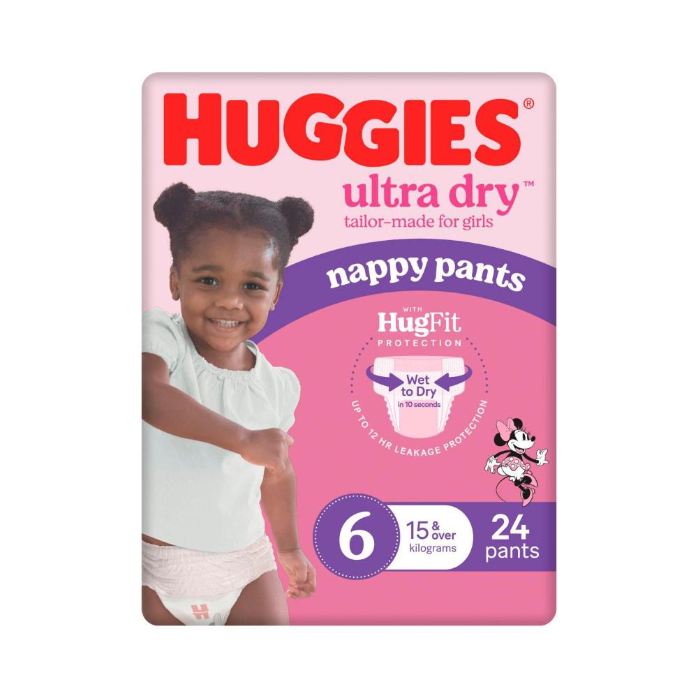 Huggies Ultra Dry Nappy Pants Girls Size 6 (15kg+) - 24 pack