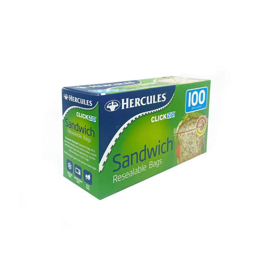 Hercules Clickzip Resealable Sandwich Bags - 100 Pack