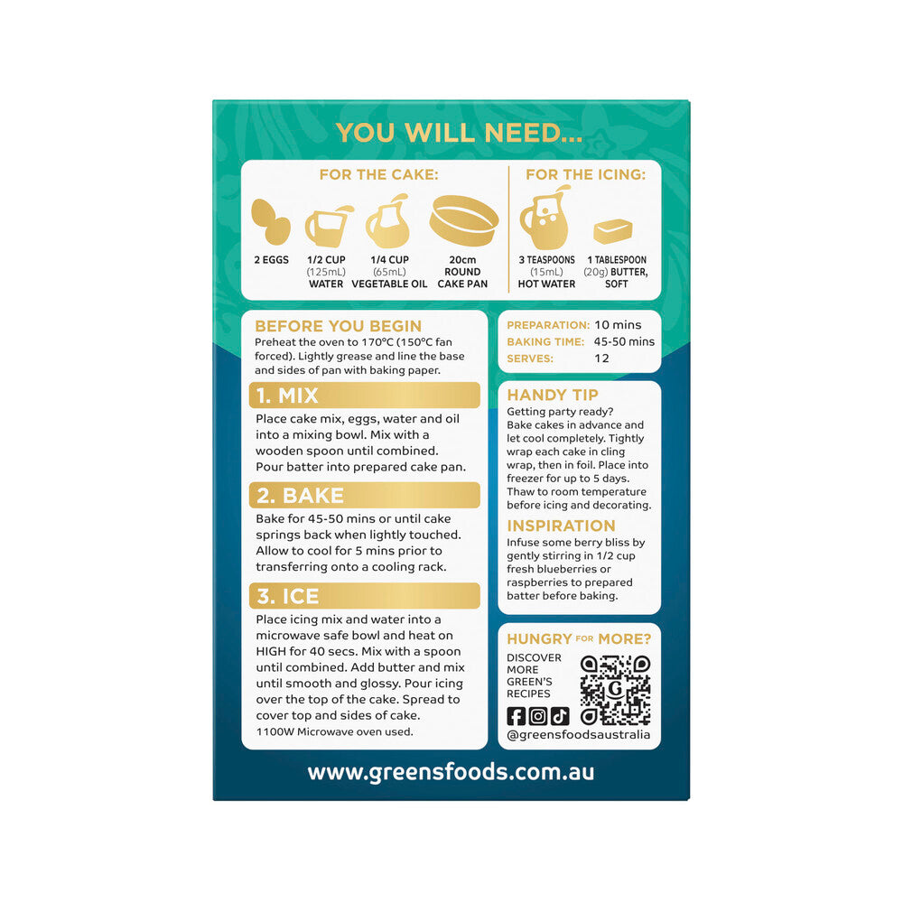 Green's Deluxe Vanilla Mud Cake Mix - 600g
