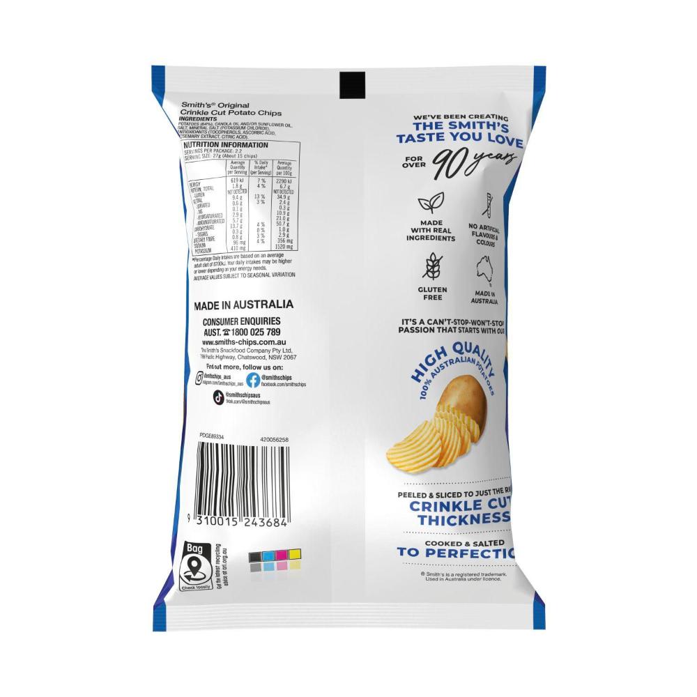 Smiths Original Crinkle Potato Chips - 60g