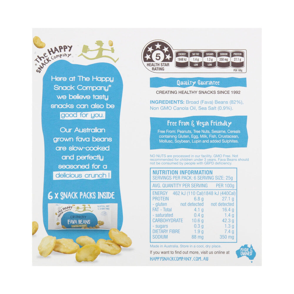 Happy Snack Company Fava Beans Lightly Salted 6x25g - 150g