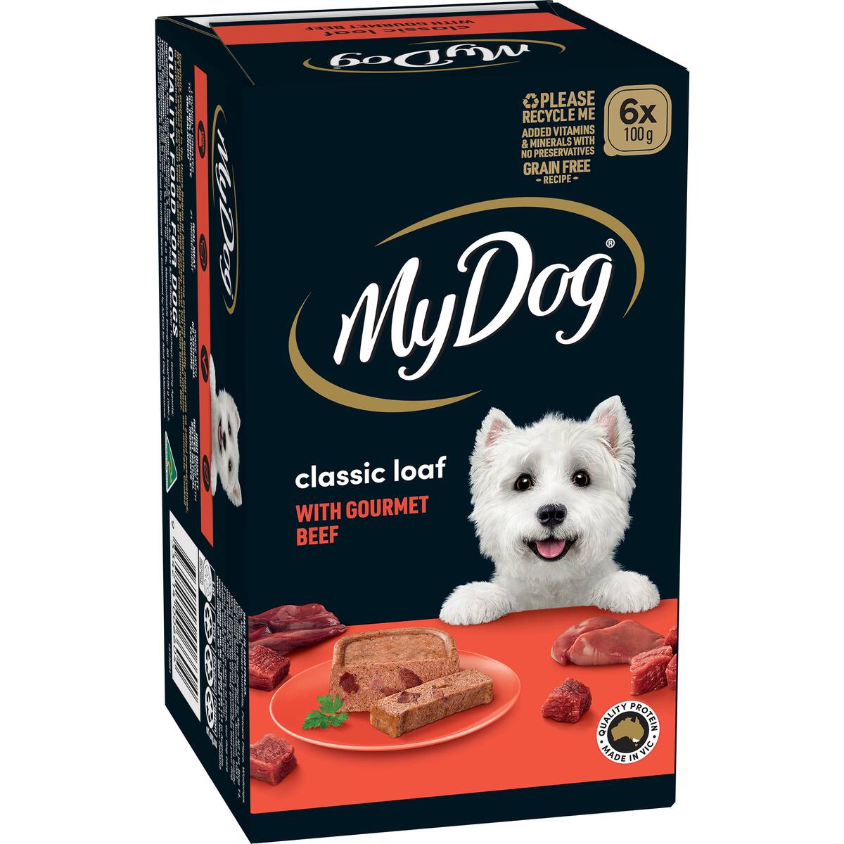 My Dog Adult Classic Loaf Gourmet Beef Wet Food Trays 100g X 6 Pack