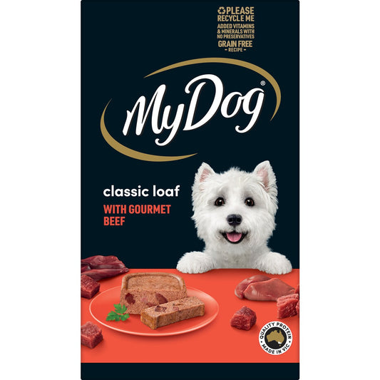 My Dog Adult Wet Dog Food Classic Loaf with Gourmet Beef Trays 100g x 6 pack