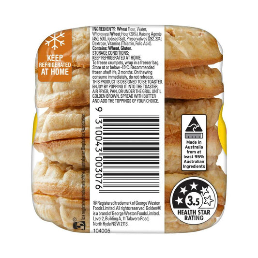 Golden Crumpet Rounds Wholemeal - 300g