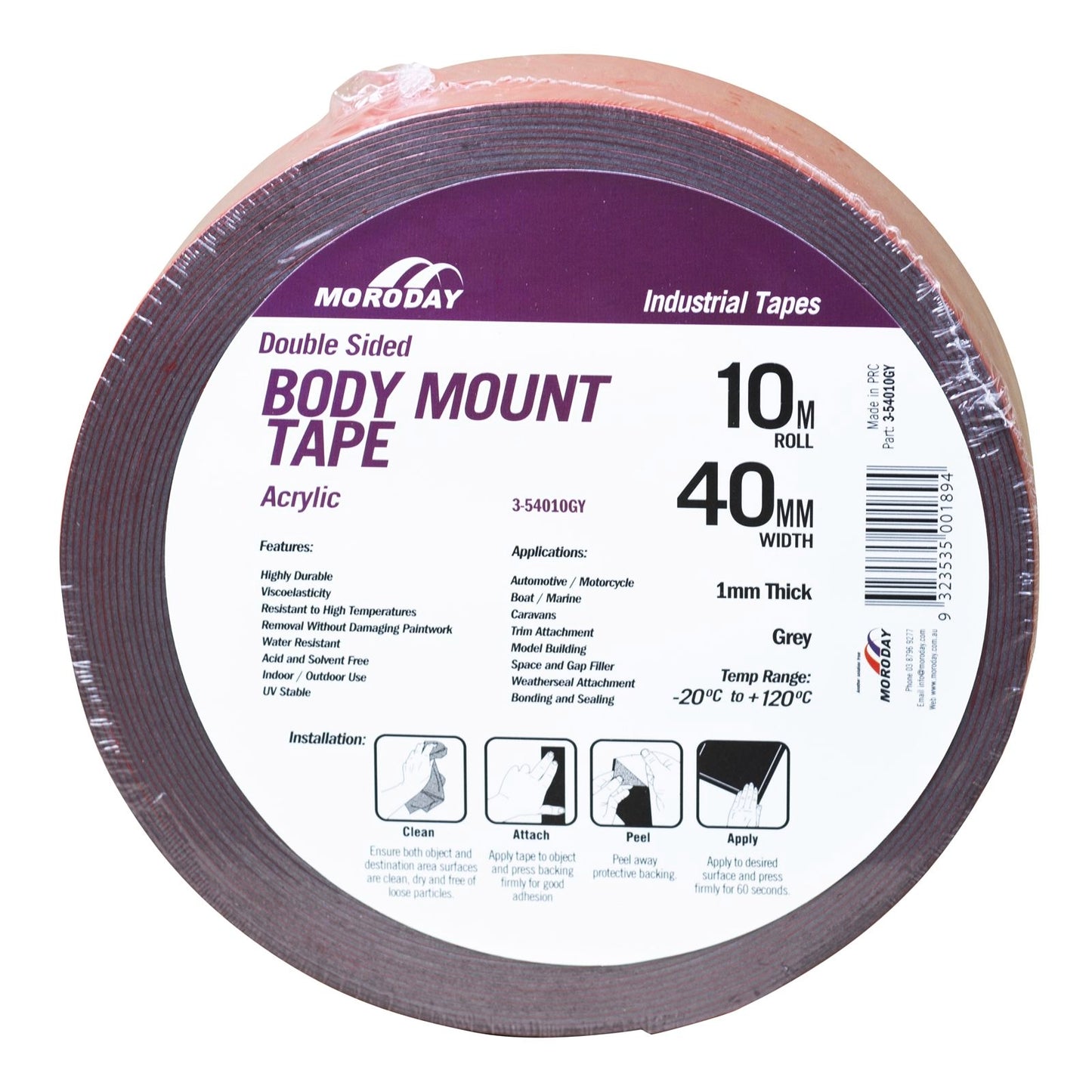 Moroday Double Sided Body Mount Tape - 40mm x 10m