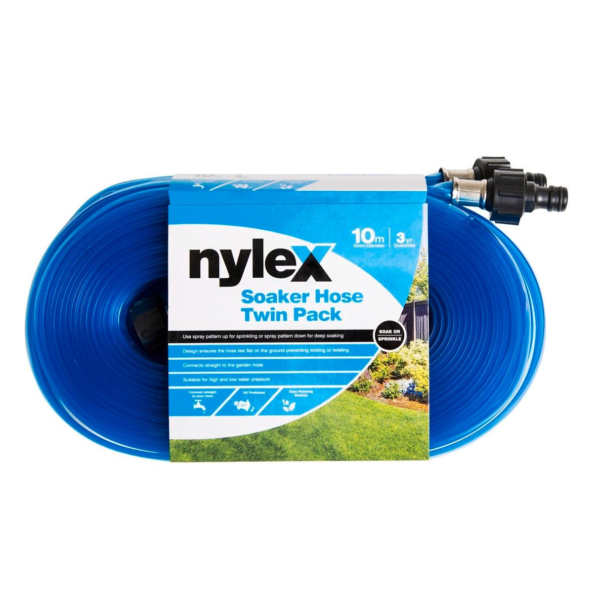 Nylex Soaker Hose - 12mm x 10m Twin Pack - UV Protected - Water Saving