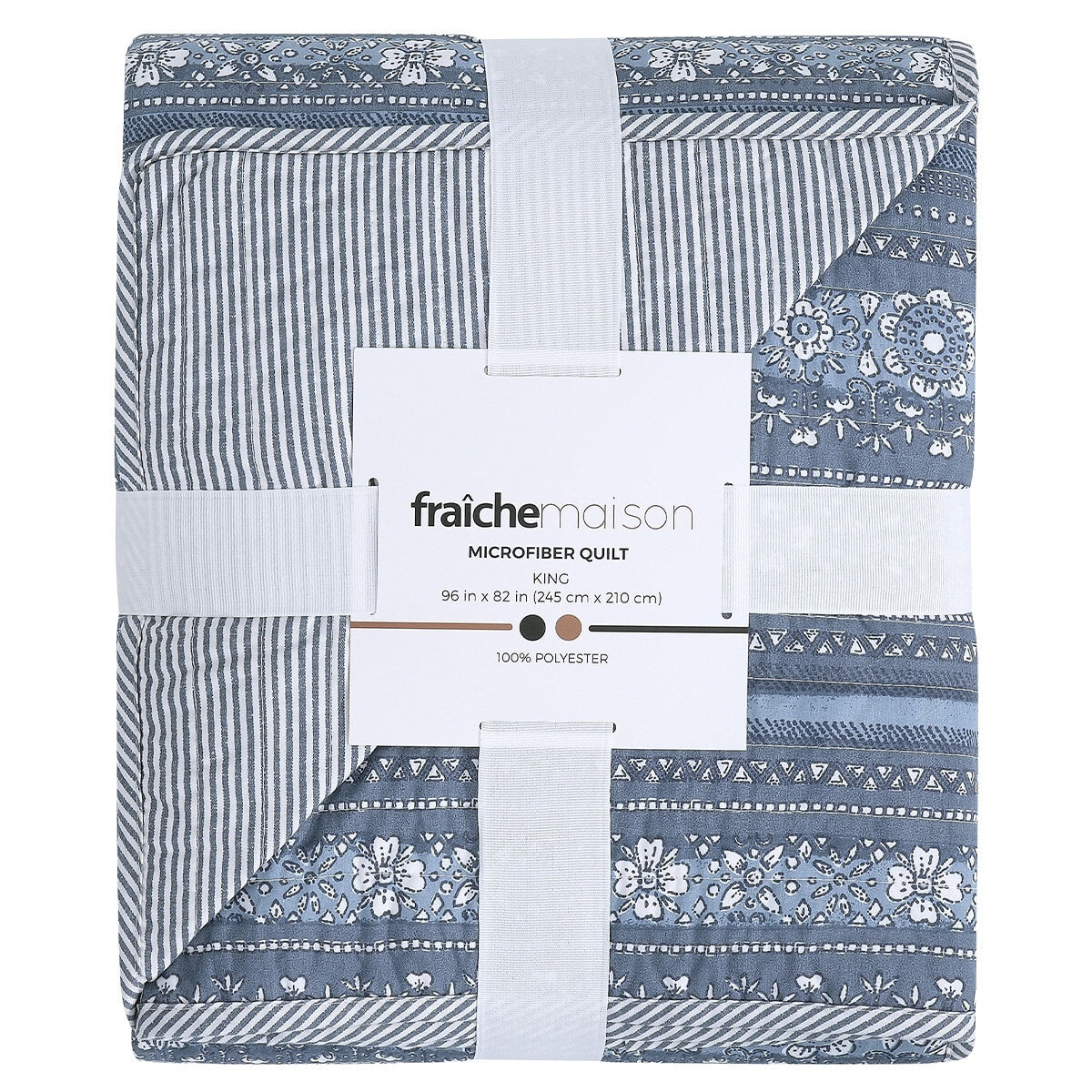 Fraiche Maison Microfiber Quilt King Anika Stripe