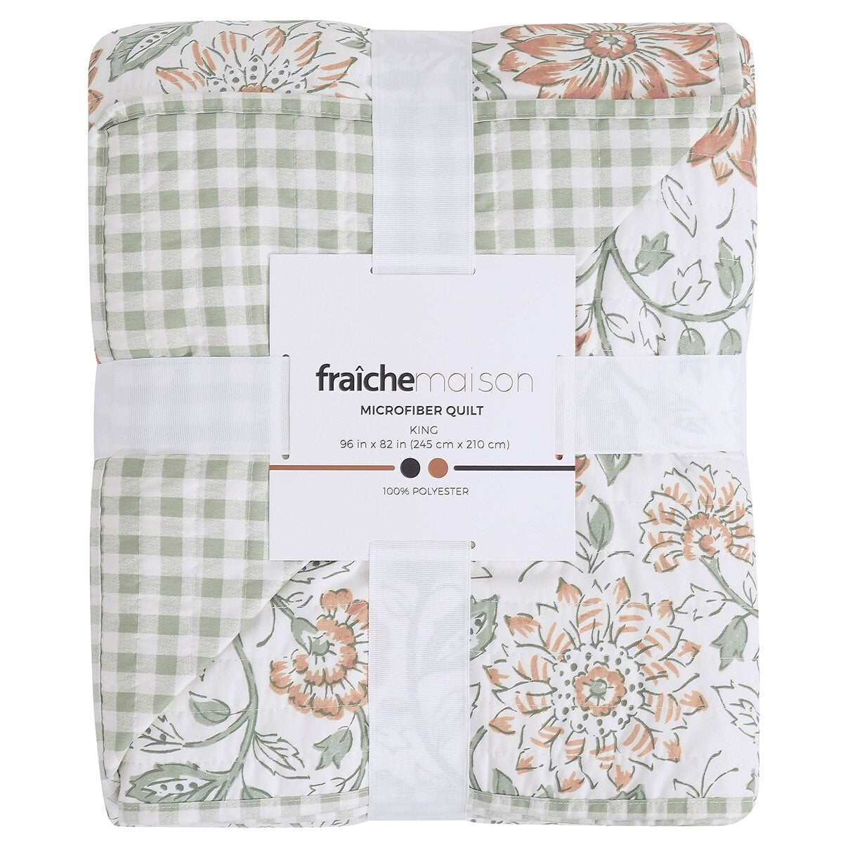 Fraiche Maison Microfiber Quilt King Genevieve Floral