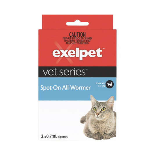 Exelpet Vet Series Spot On All Wormer Treatment Cat - 2 pack