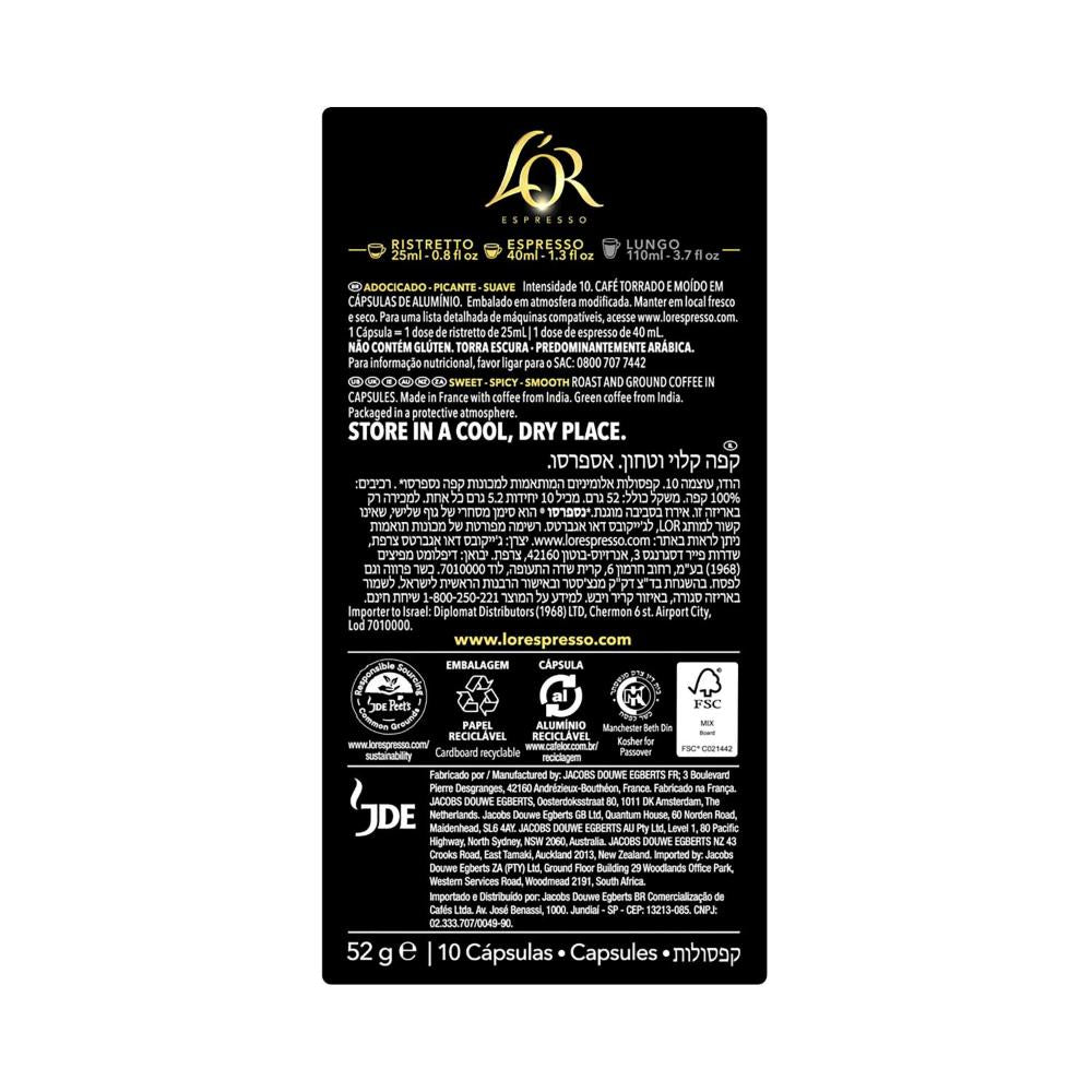 L'OR Espresso Ristretto Intensity 11 Coffee Capsules 52g - 10 pack