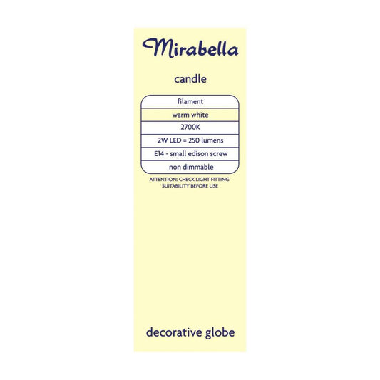Mirabella Globe Led Small Edison Screw Candle Clear 2 Watt 250 Lumens Warm White - 1 pack