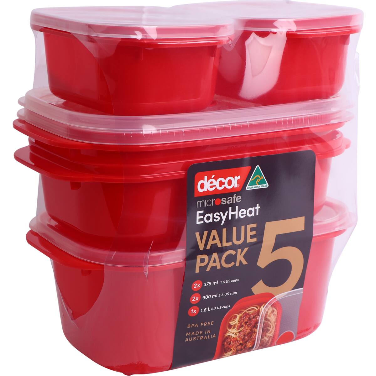 Decor Microsafe Microwavable Container Set 5 Pack