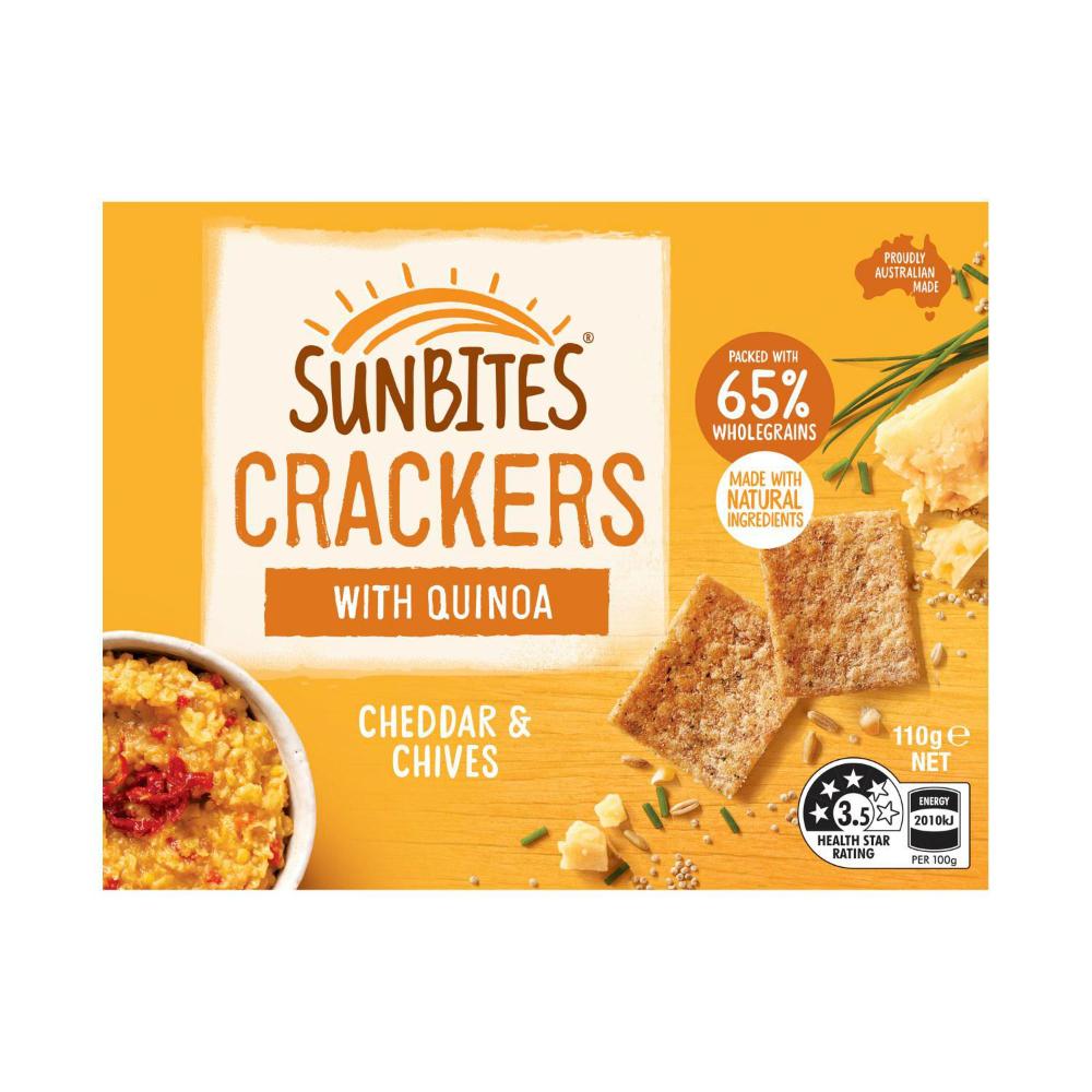 Sunbites Cheddar & Chives Snack Crackers With Quinoa Share Pack - 110g
